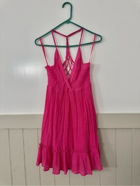 Fuchsia Strappy Mini Dress with detailed Back